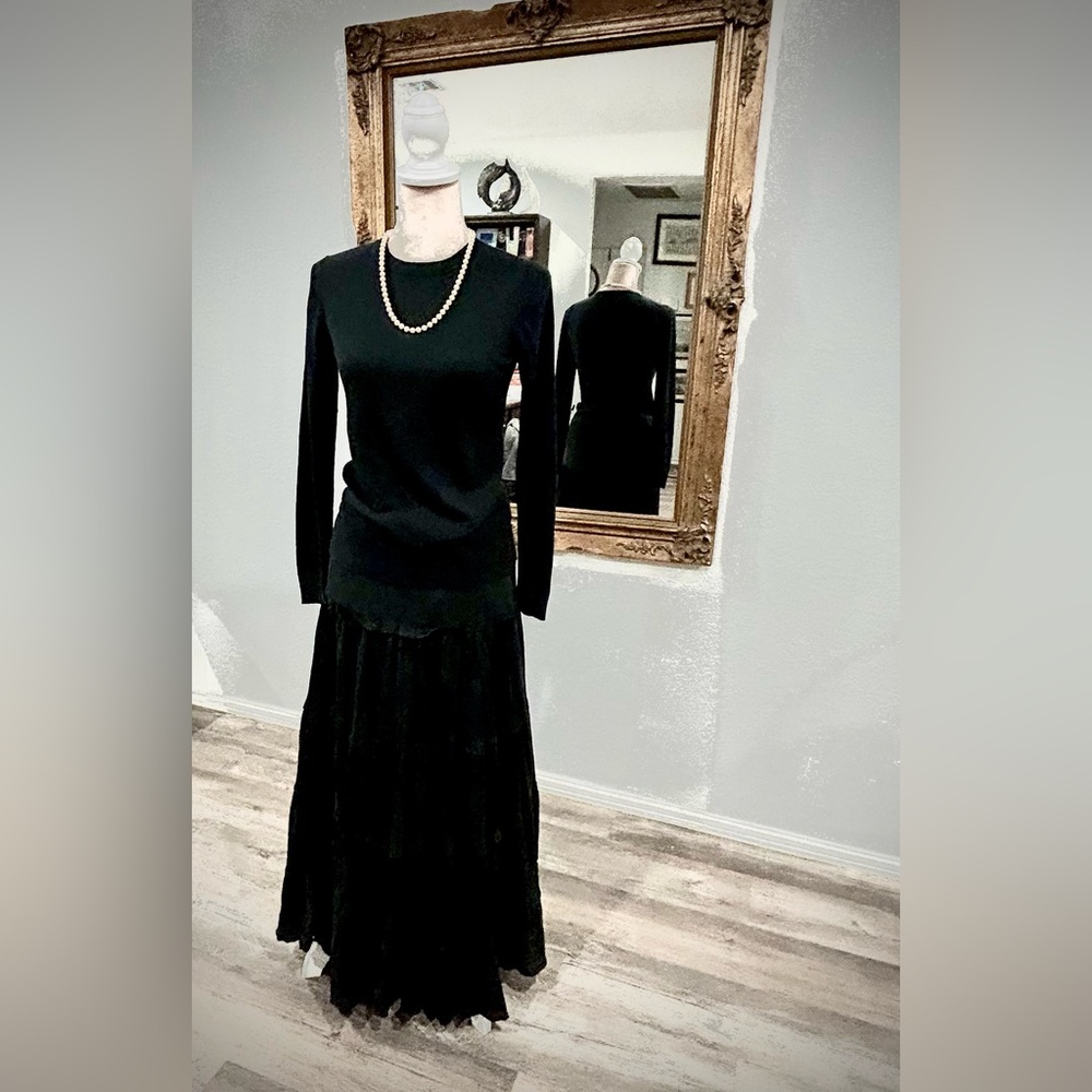 Dark Academia Ideology Black Tiered Maxi Skirt Sz medium witchy goth gypsy